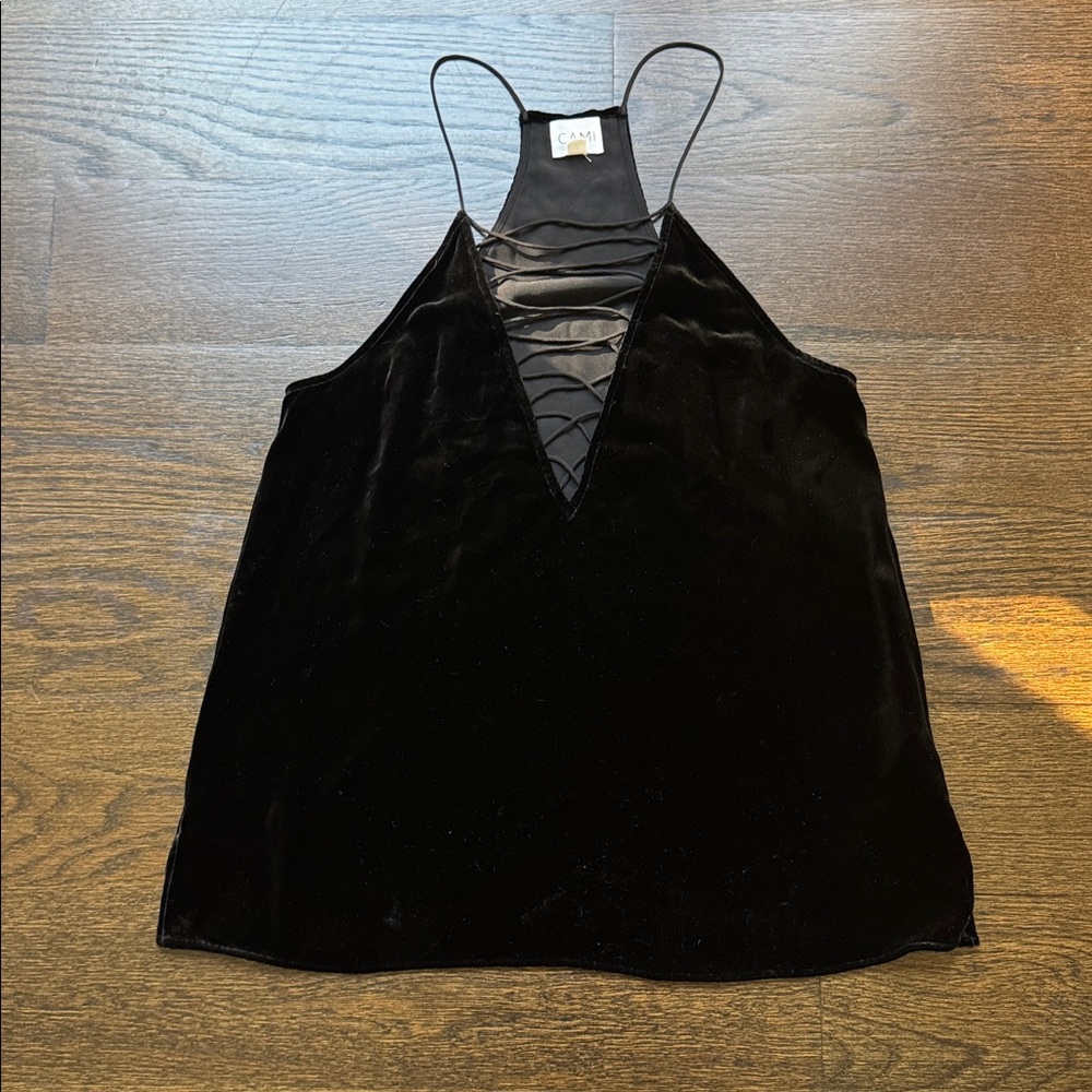 Cami NYC Black Velvet Strappy Top